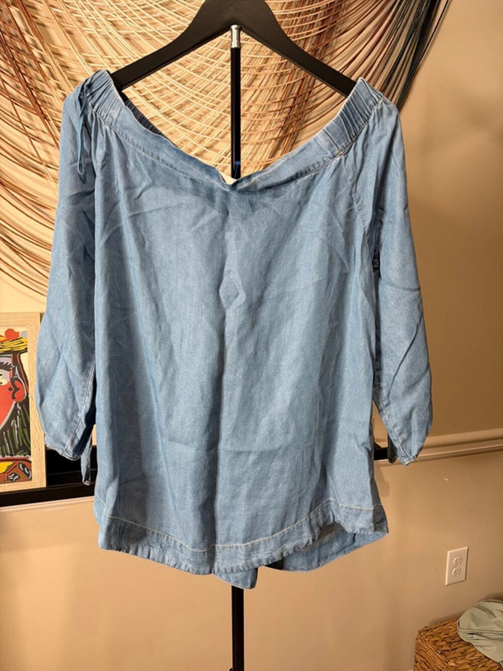 3 for $9 Wish list apparel NWT Shambra blue Boho top M 2169